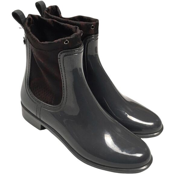 Igor Chelsea Rain Boots Gray Brown Round Toe Block Heel Pull Tab Ankle Women's 9 - Picture 1 of 10